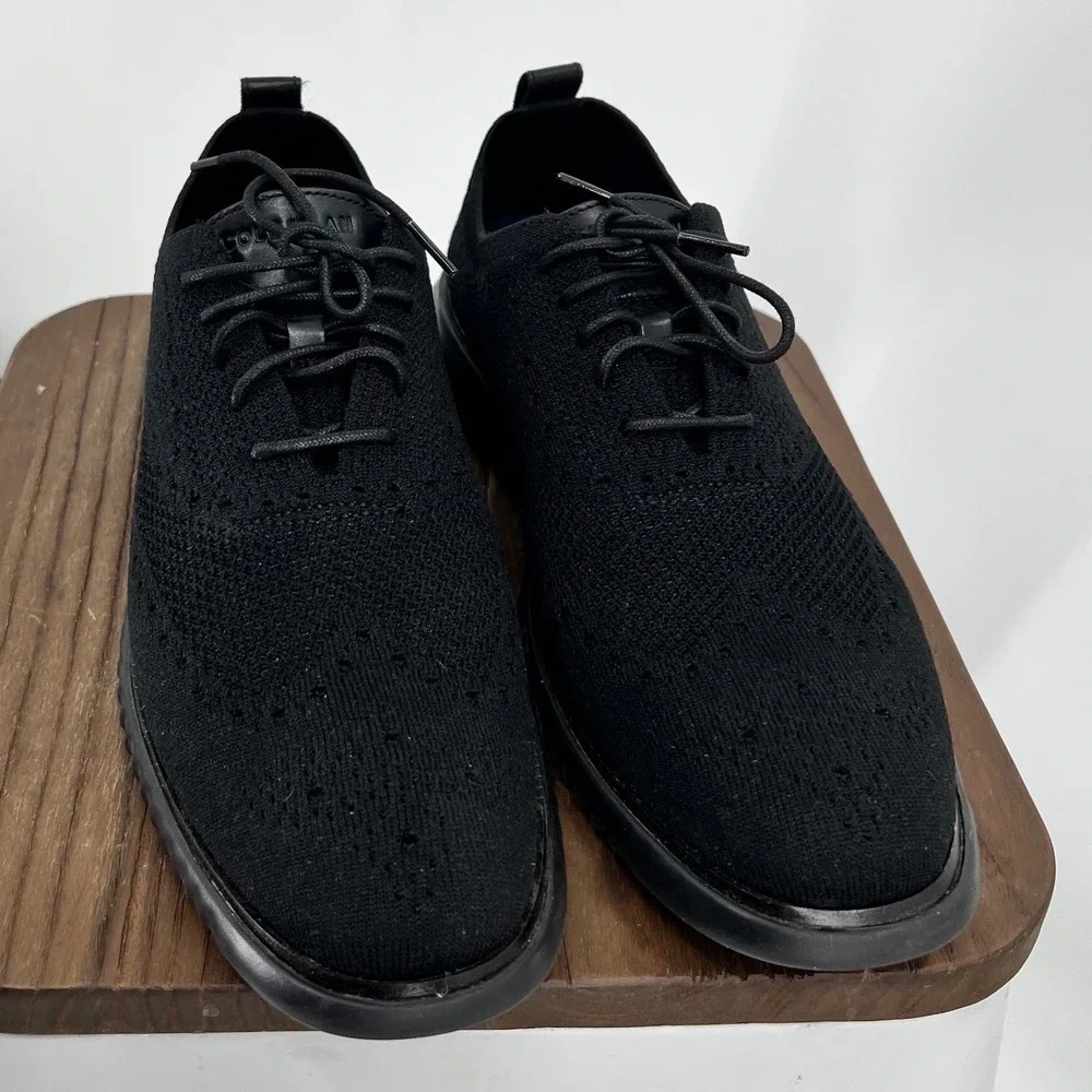 Cole Haan 2.Zerogrand Stitchlite Wingtip Oxford Black Knit Mens 11 NWT